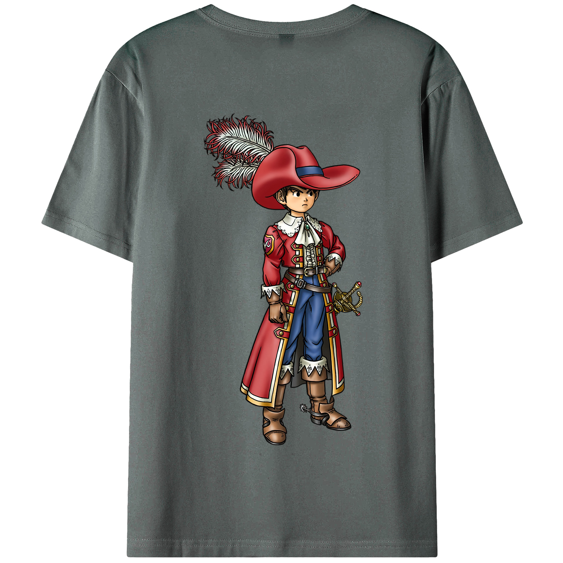 （画像用） ドラゴンクエスト Doragon Kuesuto Dragon Quest 綿100％半袖Tシャツ（背面プリント）